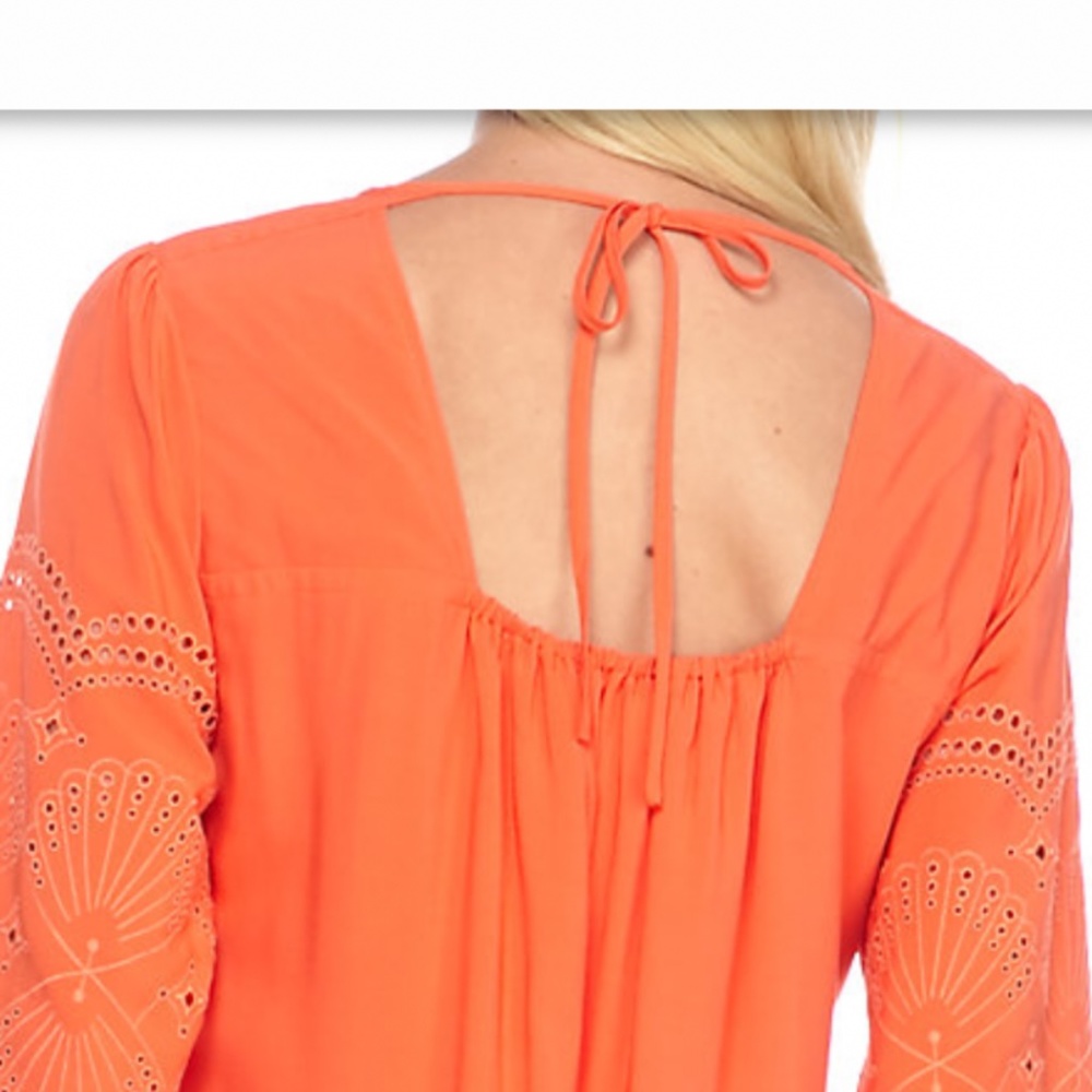 Crown &ivy solid eyelet dress in coral. Worn once. Retail 99.50‎